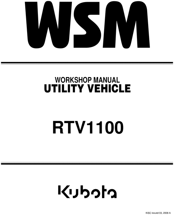 Product picture Kubota RTV 1100 Workshop Manual