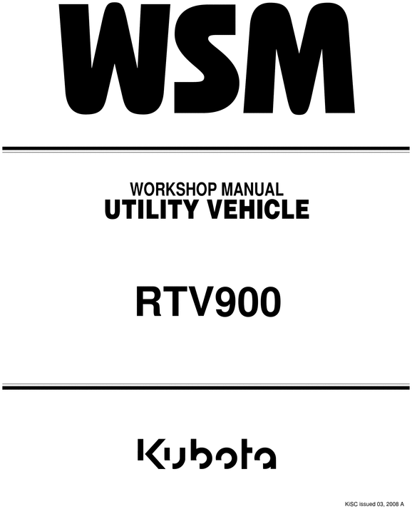 Product picture Kubota RTV 900 workshop Manual